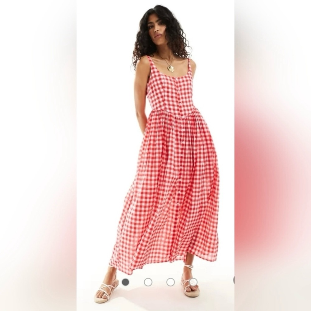 Red Gingham Maxi Dress | Size 10 - Picture 3 of 5